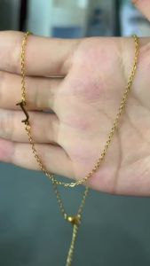 Sideways English Letter Initial Necklace 18K Gold Plated Stainless Steel Necklace Minimalist Initial Pendant Necklace for Women