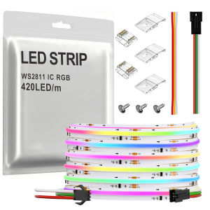 SPI COB LED Strip Light RGB+IC WS2811 Addressable 420LEDs/m Dream Color WS2812B High Density Flexible COB FCOB Led Lights RA90
