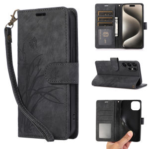 Card Case For Samsung With Short Lanyard Wallet Bag Case Cards Slot Case Mobile Phone Shell With Card holder Cases Casing Cover For Samsung Galaxy S25 Plus S24 Ultra S24 Plus S23 FE S23 Ultra S22 Plus S21 Ultra S20 FE S10 Plus Flip Leather Case