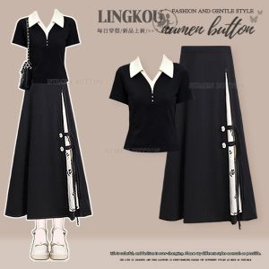NUMEN BUTTON | Gentle Korean Minimalist Style Slimming Womens Set