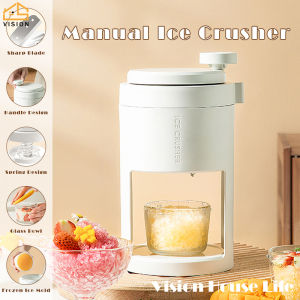 Vision Hand Crank Manual Ice Shaver Portable Ice Crusher Household Shredding Snow Cone Maker Ice Breaker Ice Maker with Stainless Steel Blades