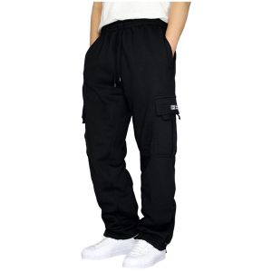 Loose Mens Workwear Sports Pants Casual Solid Color Long Trousers Breathable Comfortable Straight Leg Work Style
