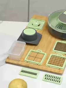 9in1 Vegetable Chopper Multifunctional Veggies Slicer Manual Food Grater with Drain Basket / Pencincang Hiris Makanan