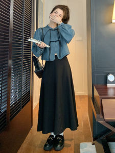 New Chinese Style Retro Denim Top And Skirt Set Women Early Spring 2025 Fashionable Two-Piece Suit National Trend