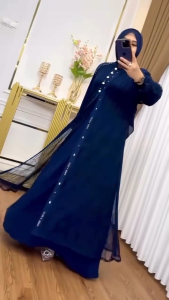 Gamis Set Outer Brokat Violla Dres BL Ceruty Babydoll Mix Brukat Aplikasi Payet M L XL XXL 3XL Dress Kondangan Muslim Elegan Busui Friendly Baju Muslimah Wanita Terbaru Ootd Hijab Remaja Kekinian Warna Burgundy Mahogany Emerald Putih Navy