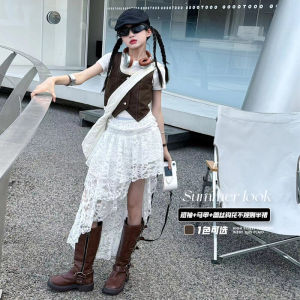 Váy Ren Không Đều Kiểu Pháp Cho Bé Gái Váy Nửa Thân Thiết Kế Cảm Giác Mùa Hè Váy Chữ a Cho Bé Gái 5-14 Tuổi Váy Trẻ Em