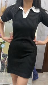 Ami Collection - Dress V Neck Lengan Pendek / Dress Rajut