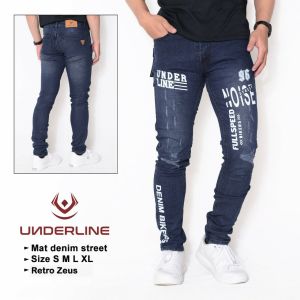 Celana Jeans Panjang Pria Sablon digital Stretch Melar Denim Tebal Slimfit Skinny Size S-XL