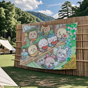 Chiikawa | C-Chiikawa flag Tapestries Outdoor Parties Bedrooms Living Rooms Dorm Rooms Wall Decor Banners Gifts