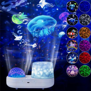 Ocean Wave Kids Projector Night Light Projector 360°Rotating Jellyfish Lamp Baby Toddler Bedroom Ceiling Birthday Christmas Gift