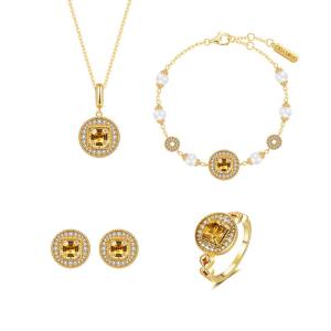 Ciga Long | Ancient Style Crystal Necklace Ring Earring Bracelet Jewelry