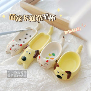 Dễ Thương Cho Thú Cưng Chó Mèo Sơn Móng Tay Cốc Giặt Chất Liệu Gốm Sứ Dụng Cụ Làm Móng Tay Với Bảng Màu Cho Móng Tay