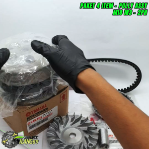 Paket kirian lengkap pully assy mio m3 mio 125 fino 125 mio soul gt 125 xride 125  ( paket 4 item pully assy + rumah roller assy + kipas + vanbelt only 2ph )