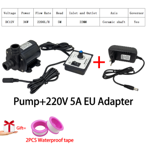 High Pressure Pump with Governor Ceramic Pump 3000L/H 8M Head DC 12V 24V Submersible Brushless Pump with EU Adapter