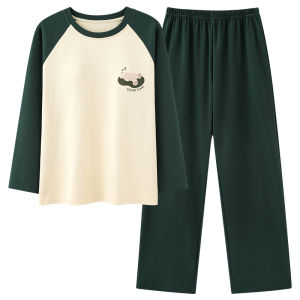 miiow | Cat Person Womens Sleepwear Spring Autumn Long Sleeve Integrated Home Clothes Set With Chest Pad Large Size Polyester Fiber