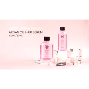 LAIKOU Japan Sakura Argan Oil Hair Serum Smooth Refreshing Nourishing Repair Split Ends Hair Essence 60ml