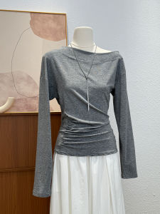 เสื้อยืดแขนยาวผู้หญิง ดีไซน์เก๋ไก๋ แขนกุด กระโปรงพับ เสื้อชั้นในบาง เอวสูง แฟชั่นฤดูใบไม้ผลิ ฤดูใบไม้ร่วง ฤดูหนาว