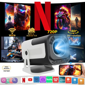 HY320 Mini Projector | 4K Android 13 Projector Native 720P 390 ANSI Lumens Dual Wi-Fi 6 BT 5.0 1920*720P Cinema Portable Proje
