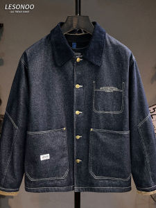 LIANSENNIAO | Áo Khoác Denim Thô Nam Phong Cách Workwear Mỹ Túi Lớn