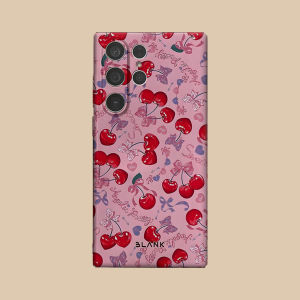 BILIBILI | Cherries on Pink Stripes For Samsung Galaxy S26 S25 S24 A56 A36 Phone Case Protection Cover for Women Girl Blank