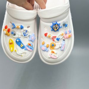 18Pcs/Set Crocs Charms Starfish Seaboat Crab Flip-flops Summer Ocean World Shoe Buckle for Crocs