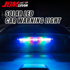 JDMGRAM Solar Car Flash Warning Light 42/58/60cm Foldable Auto Truck Rear Window Windshield LED Flashing Light Anti Collision Safety Strobe Emergency Lights Automobile Accessories