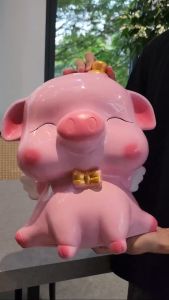 Heo Đất Cute Đội Mũ Size Lớn Lợn Đất Ống Tiết Kiệm Đựng Tiền - Heo Đất PiPi