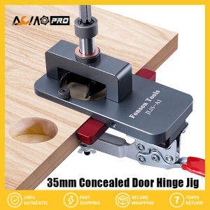 AumoPro 35mm Concealed Door Hinge Jig Accurate Locking Cabinet Hinge Jig Aluminum Alloy Material Comes with Clamping Device Portable Woodworking Tool for Door Cabinets Hinges Mounting