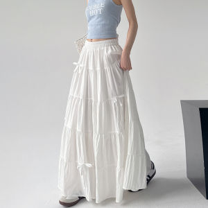 MUYUZI | Spring High Waist Retro Loose Bow A-Line Skirt