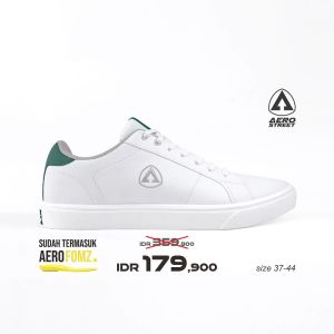 Aerostreet 37-44 Arrow Putih Hijau Tua Abu Muda - Sepatu Sneaker Casual