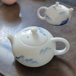 Hand-Painted Blue And White Teapot XiShi Office Gift Tea Set Small Pot for Brewing Tea in Home And Office Vintage Zen Style