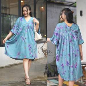 Daster Kancing Jumbo Katun Rayon Motif Tiedye Wanita Bumil Busui