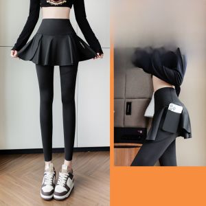 miiow | Cat Person Fake Two-Piece Yoga Pants Skirt Womens Outdoor Wear Nine Points Hip Conceal Slimming Base Layer Running Sports Cycling Yoga Pants