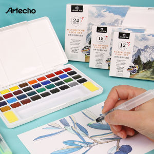 Artecho Watercolor Paint Set 12/24/48/72 Colors in Portable Box Paint Kit with Watercolor Brushes for Beginners & Professionals