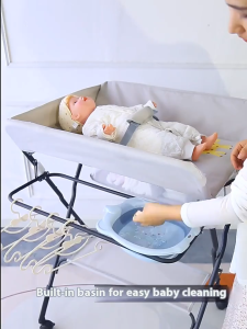 Baby Diaper Changing Table Foldable Multi Function Diapers Table with Wheels Baby Care Lightweight Changing table