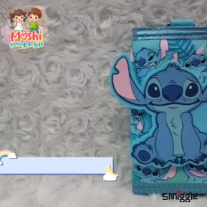Dompet Anak Lipat Motif Stitch / Dompet Lipat Tali Panjang Stitch Anak / Dompet Lanyard Stitch Blue Tali Panjang