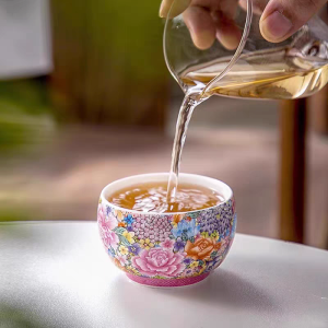 Jingdezhen Enamel Color Tea Cup Ceramic Master Cup Gongfu Tea Set Drinking Cup Home High End Zen Cup Gift Box Set