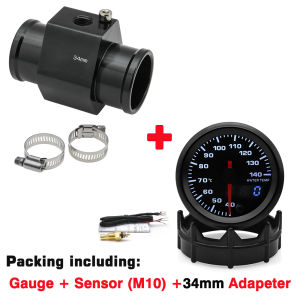 RYSJM | Racing Modification Digital Water Temperature Gauge 40~140 Celsius  52mm 7 Colors LED Dual Temp Meter With Sensor and Adapter