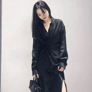 Ainosi Flagship Store Spring 2025 Loose Slimming V-Neck Design Sense Overhead Shirt Womens Top Korean Style Straight Cut