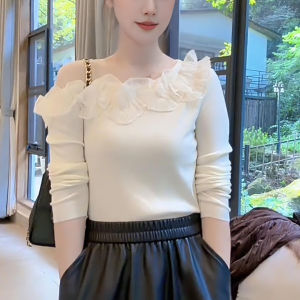 Áo Thun Tay Dài Kiểu Pháp Thêu Hoa 3D Thanh Lịch Thời Trang Đầu Thu Mới Đa Năng Độc Đáo Cho Nữ