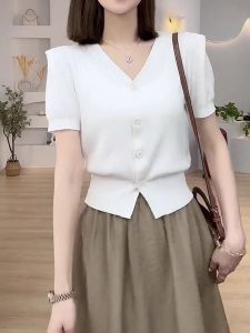 HUOLISI | Summer Breathable Soft V-neck Fitting Short Top