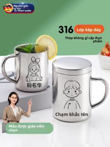 MONLEYTA | Cốc nước bằng thép không gỉ 316 chống rơi chống bỏng có thể tùy chỉnh cho trẻ em dùng để uống sữa tại nhà và trường mẫu giáo