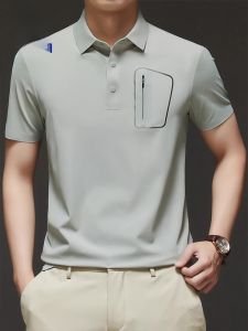 ROMON | Lormen Ice Silk Business Casual Short Sleeve Polo Shirt Thin Breathable Summer Fashion Urban Loose Fit Button Down Modern Style