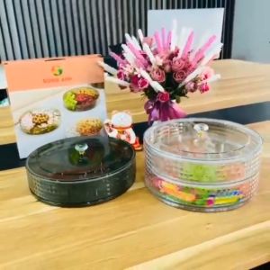 Khay Mứt Tết Kim Cương Khay Mứt Tết 2 Tầng Sang Trọng Chất Liệu Nhựa ABS Khay Đựng Bánh Kẹo Mẫu Mới Tết 2023