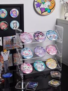 Acrylic Display Stand Step Desktop Organizer Card Grain Badge Clear Plastic Storage Rack Simple Design Rectangular Shape