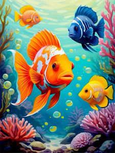 HUACAN Diamond Painting Fish Animal Mosaic Mosaic Sea Gifts Picture Rhinestones Full Square Round Drill Wall Decorative