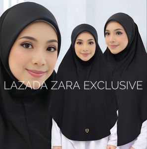 [ Berdagu ] Size 3XL Tudung Sarung Moscrepe Awning Scuba Black And White Edition / Tudung Umrah Haji / Mini Telekung