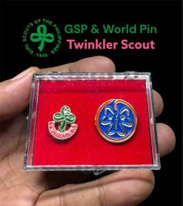 2 Pins+Case | GSP Pin + World Pin | Twinkler Star Junior Senior Scout Pins by Lucky888corp