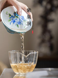 ZiQuanJian Ceramic Hand-Painted Thin-Walled Tea Bowl Tea Set Tea Brewing Bowl Porcelain Tea Utensils Drawn Illustration