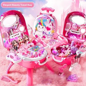 2025 New Princess Doll Makeup Desk Toy for Little Girls Dress-Up Set Gift Box Childrens Fashion Play Pretend Beauty Kit